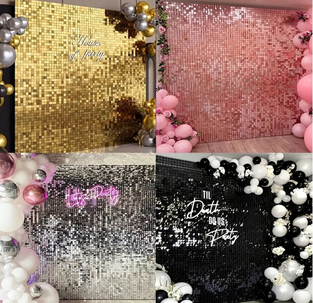Shimmer Sequin Wall & Balloon Stand 2.5×2.5m – Full Set Rental