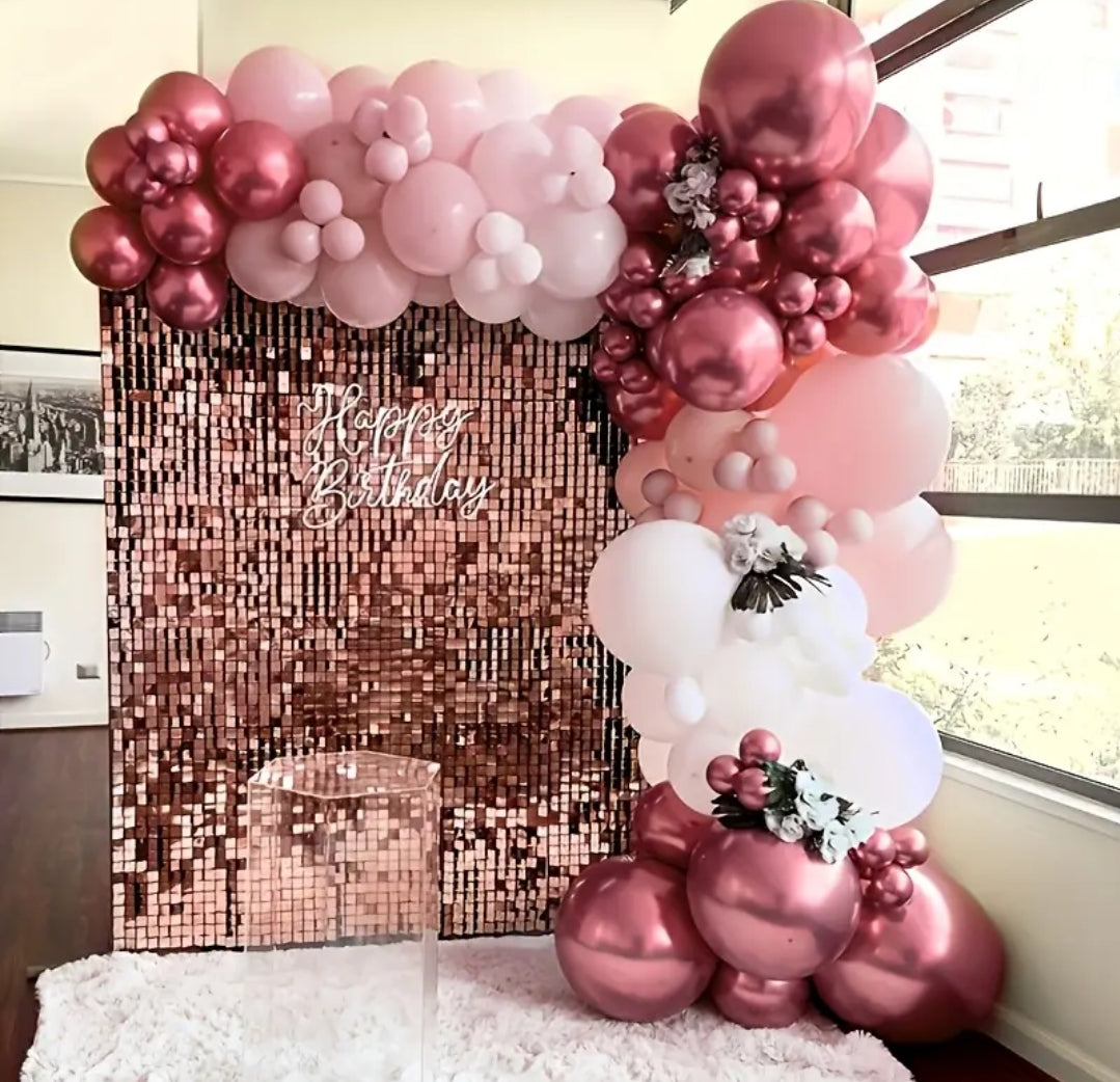 Shimmer Sequin Wall & Balloon Stand 2.5×2.5m – Full Set Rental