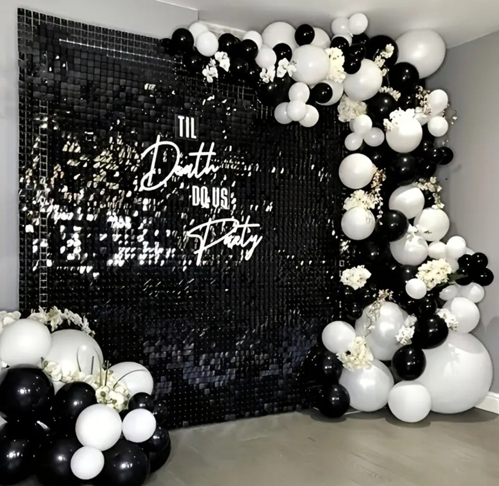Shimmer Sequin Wall & Balloon Stand 2.5×2.5m – Full Set Rental