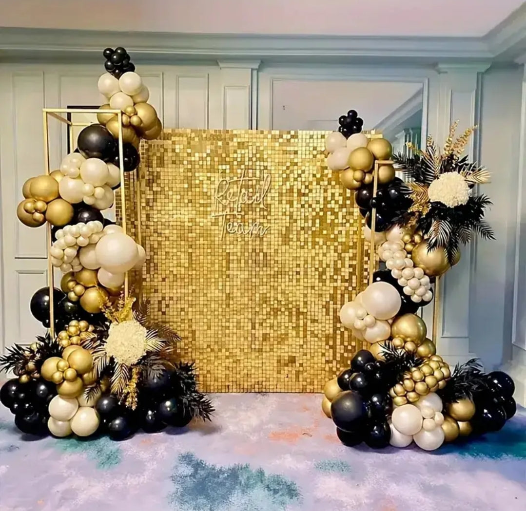 Shimmer Sequin Wall & Balloon Stand 2.5×2.5m – Full Set Rental